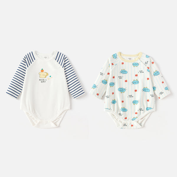 Balabala BABY BOY'S ROMPER (White Blue Hue)