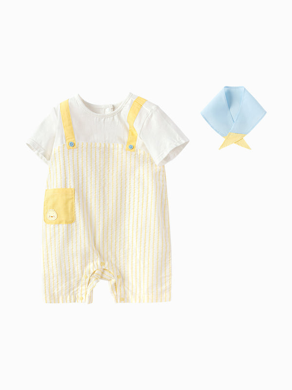 Baby Boy Outdoor Jumpsuit - White Yellow Hue