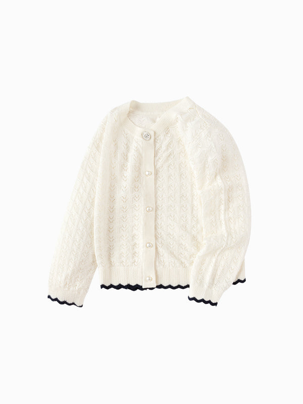 Balabala Toddler Girl Sweater - Raw White