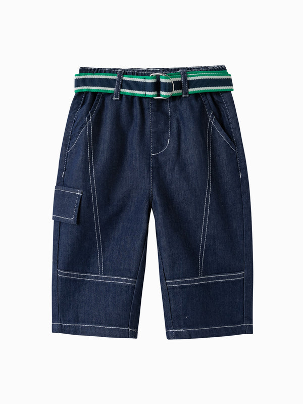 Balabala Toddler Boy Cropped Trousers - Denim Dark Blue