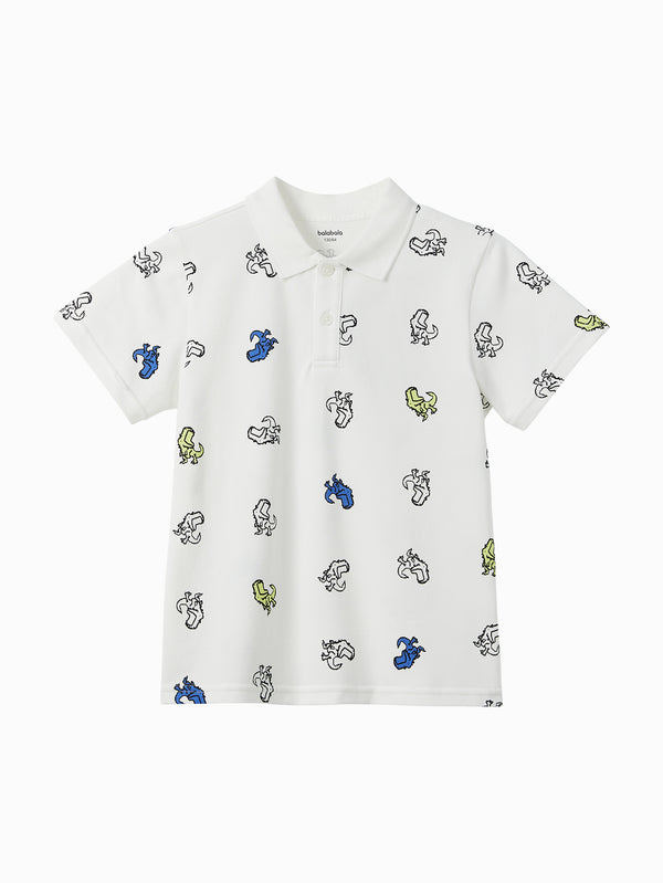 Balabala Toddler Boy Short Sleeve T-shirt - White Blue Hue & White Black Hue