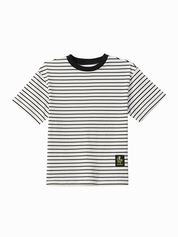 Balabala Toddler Boy Short Sleeve T-shirt - Black White Hue