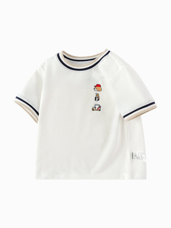 Balabala Toddler Boy Short Sleeve T-shirt - Raw White