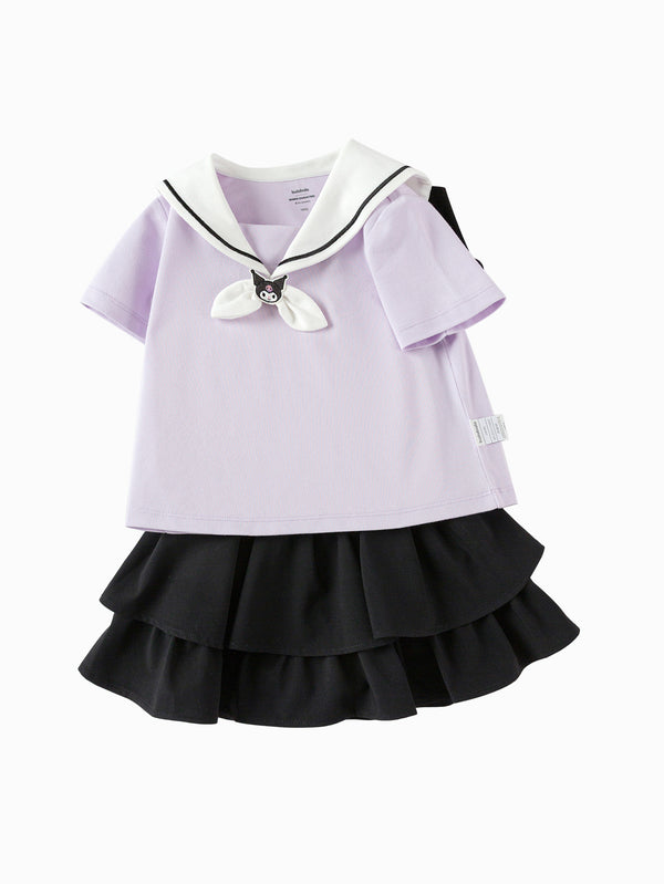 Balabala Toddler Girl Short Sleeve Suit - Purple Hue