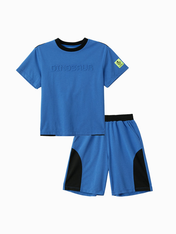 Balabala Toddler Girl Short Sleeve Suit - Blue & Olivine