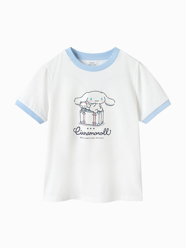 Balabala Kids Girl Short Sleeve T-shirt - Raw White & Visions Pink