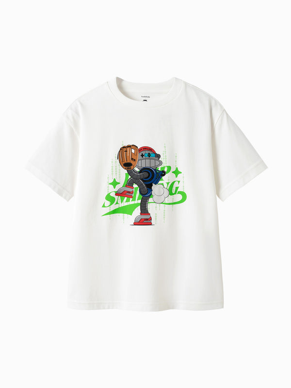 Balabala Kids Boy Short Sleeve T-shirt - Raw White & Dark Blue