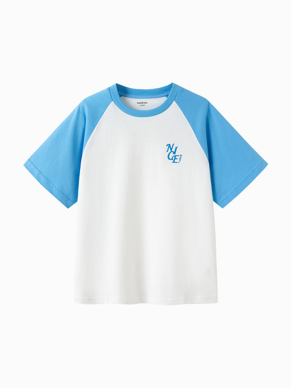 Balabala Kids Boy Short Sleeve T-shirt - Sky Blue, Black & Coffee green