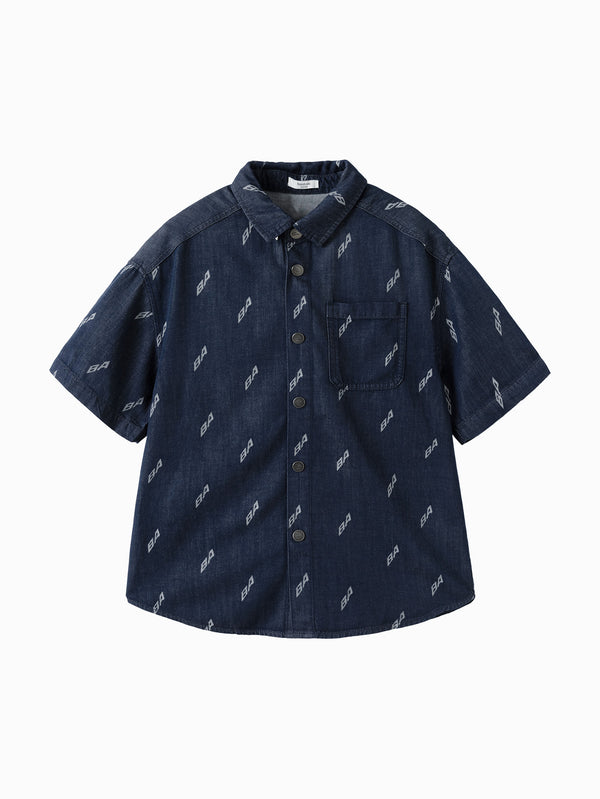 Balabala Kids Boy Short Sleeve Shirt - Blue Hue